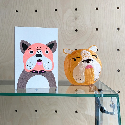 Paper Balloon Card - Dog, Open Greeting Card