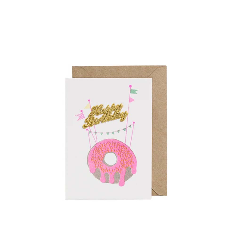Pink Doughnut, Birthday Greeting Card
