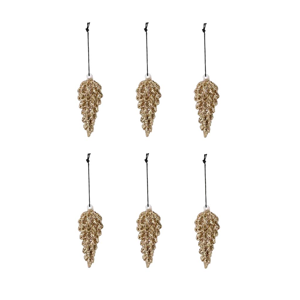 Cone Gold Ornaments, Set of 6