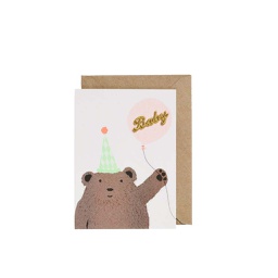 [STPB00100] Bear &amp; Balloon, Baby Greeting Card