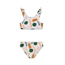 [KDLW38700] Bow Printed Bikini Set: Paint Stroke / Sandy