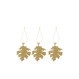 [SDHD00903] Gliz Gold Glitter Ornaments, Set of 3