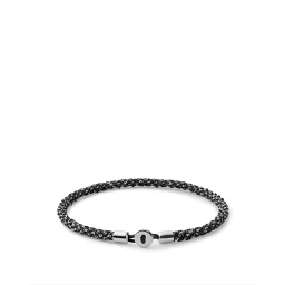 [FSMI01900] Nexus Woven Bracelet, Sterling Silver, Black